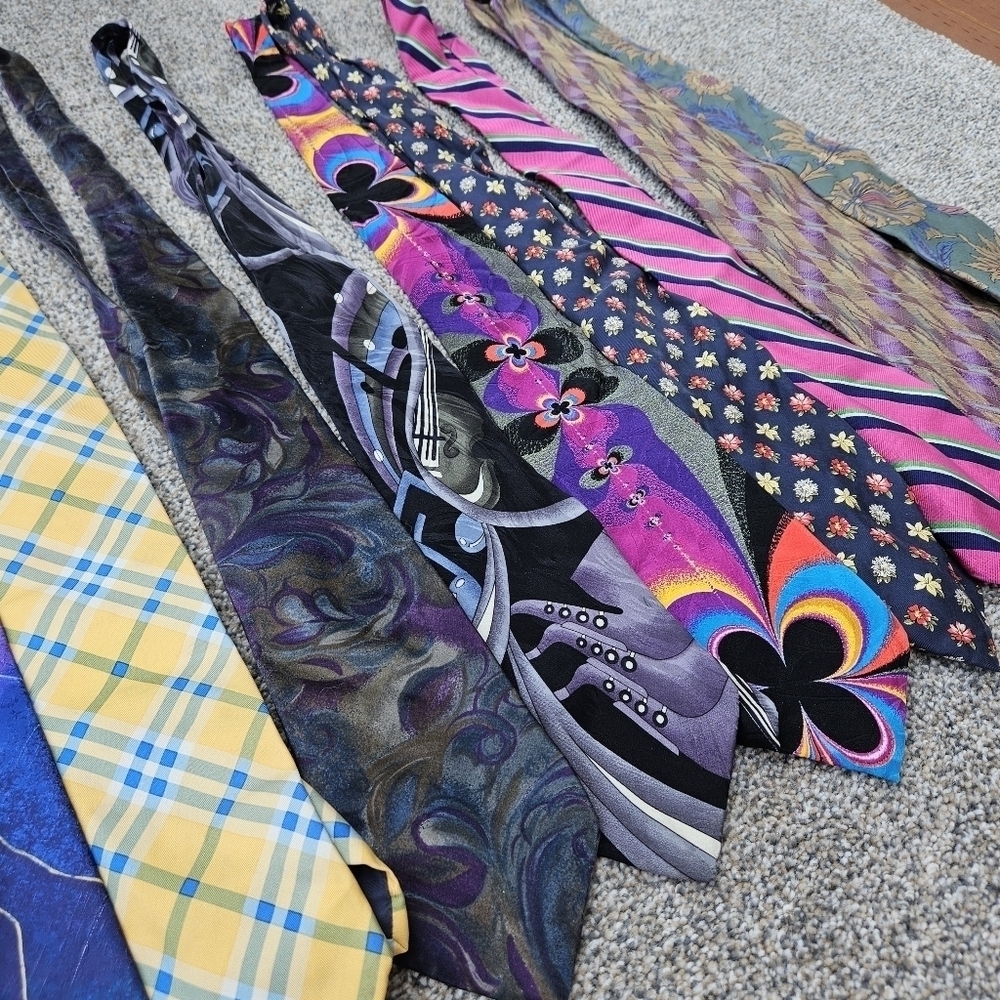 Tie Lot 12 Vintage Mens Neck Ties Colorful Business Variety - Picture 7 of 13